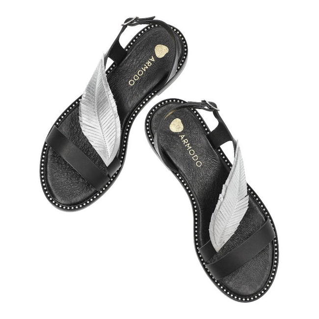Sandále Armodo - 900C Czarny+Srebrny