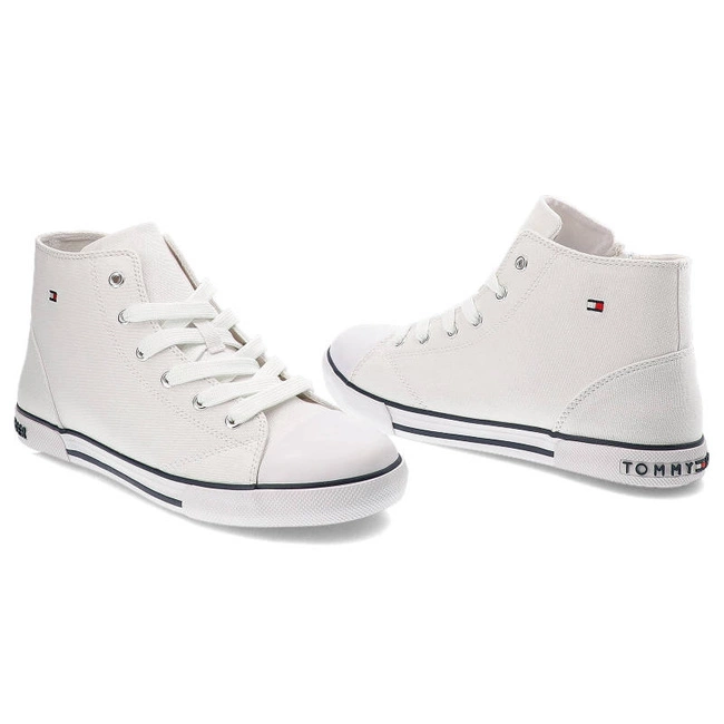 Plátenky Tommy Hilfiger - T3X4-32209-0890100-High Top Lace-Up Sneaker White 100