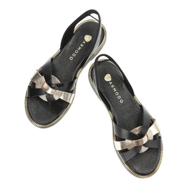 Sandále Armodo - 40382 Bf.Czarny+Polla Zł.+Bf.Złoto