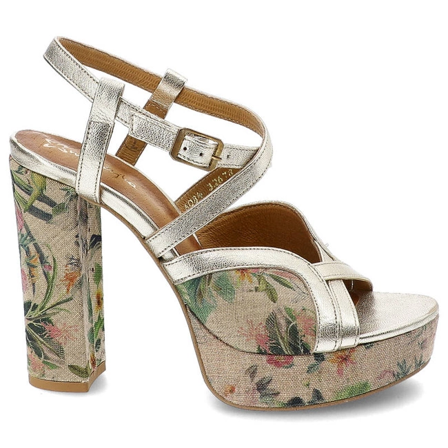Sandále Maciejka - 06084-25/00-1 Złoty+Kwiaty