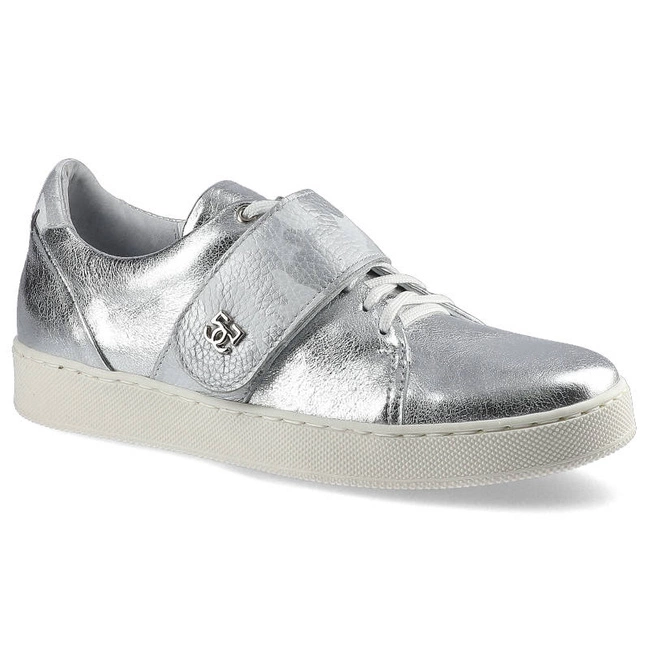 Tenisky Simen - 366A Srebro/Komando Biało-Srebrne