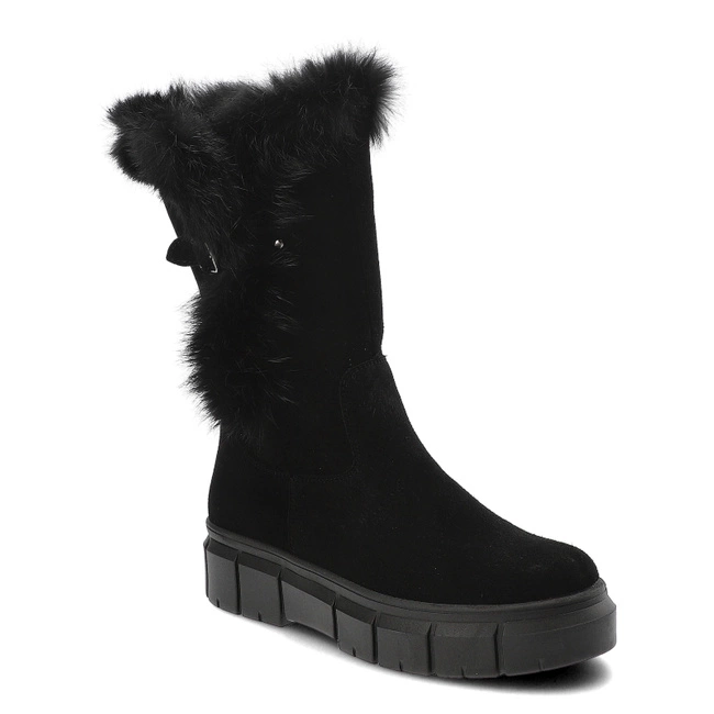 Čižmy Armodo - 5-1434-021 Czarny Welur + Królik