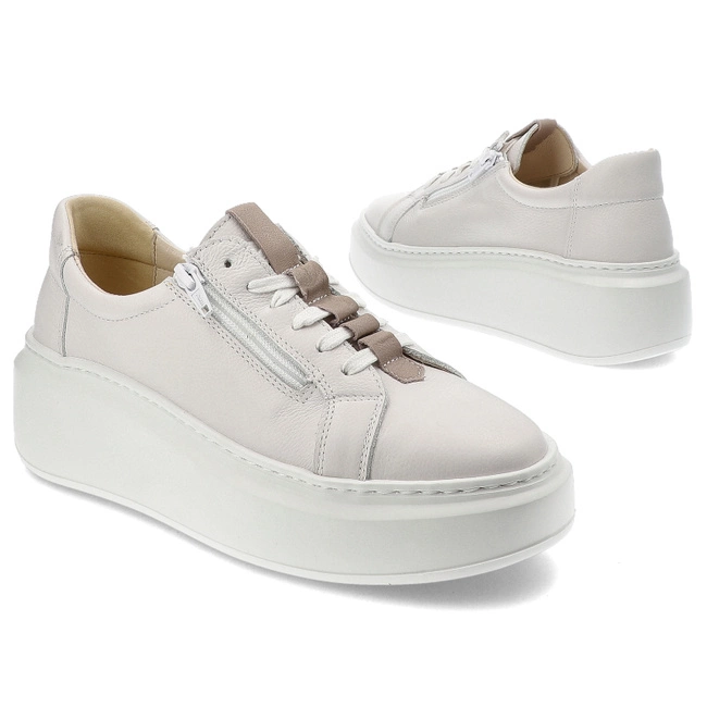 Tenisky Wasak - 0710 Biały Groszek+J.Szary