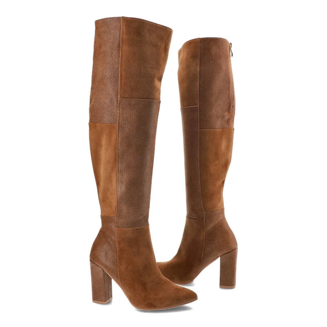 Čižmy Damiss - DS-039/2/A Cynamon Zamsz/Żmija