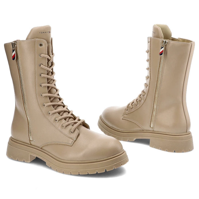 Členkové Topánky Tommy Hilfiger - T3A5-32381-1355359-Lace-Up Bootie Nude 359