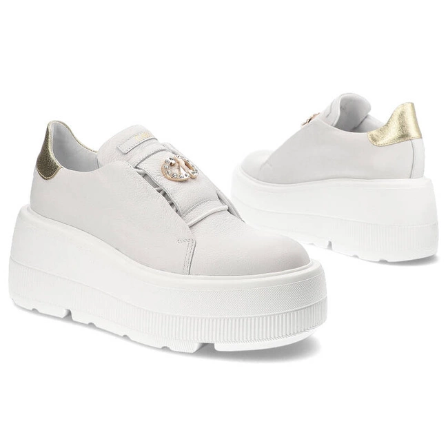 Tenisky Carinii - B9403_-I81-J25-000-G36 Biały/Złoty