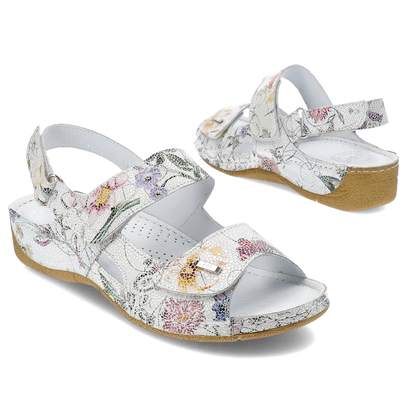 Sandále Armodo - 1032 Kwiaty Na Białym C70