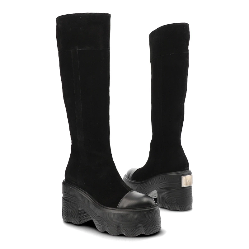 Čižmy Carinii - B9951_-E50-H20-000-G67 Sandro 04/Welur Czarny