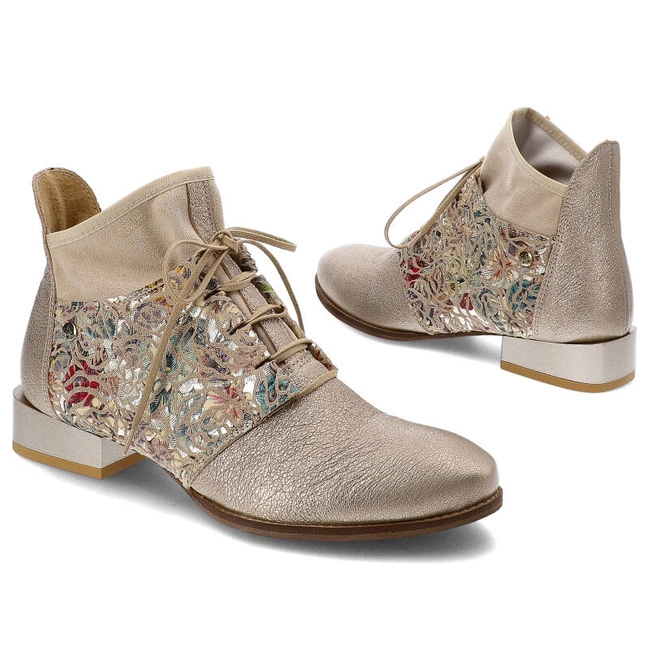 Šnúrovacie Členkové Topánky Maciejka - 04744-25/00-5 Złoto+Kwiaty