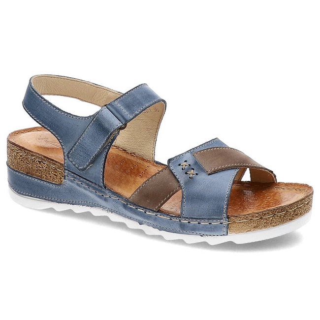 Sandále Wasak - 0620 Jeans+Cappuccino