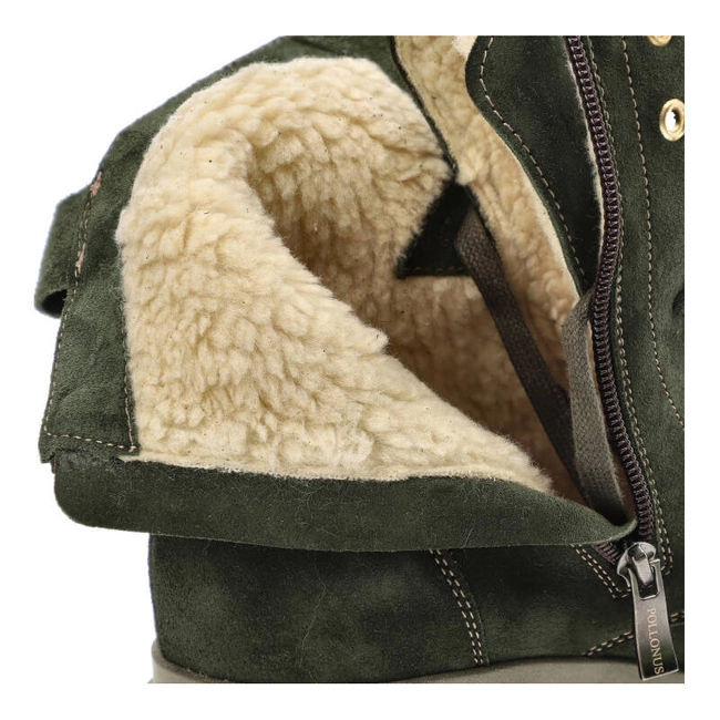 Šnúrovacie Členkové Topánky Pollonus - 5-1583-004 Welur Zielony Oliwka