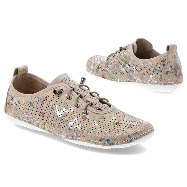 Poltopánky ARTIKER - 56C2689 Beż Kwiaty