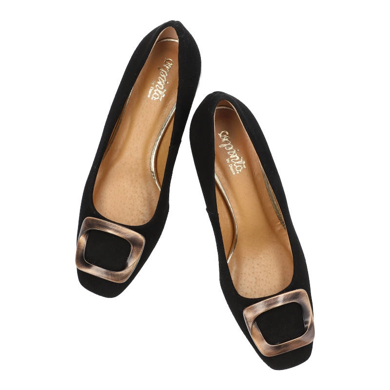 Lodičky Espirito - C1198/1 Czarny Zamsz/Ozdoba