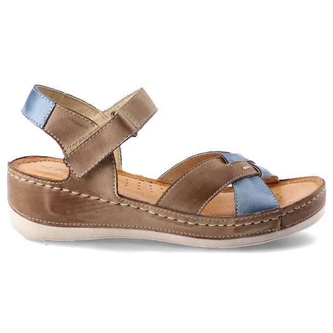 Sandále Wasak - 0473 Cappuccino+Jeans