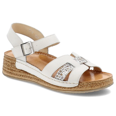 Sandále WASAK - 0719 Biały Groszek+Kwiaty