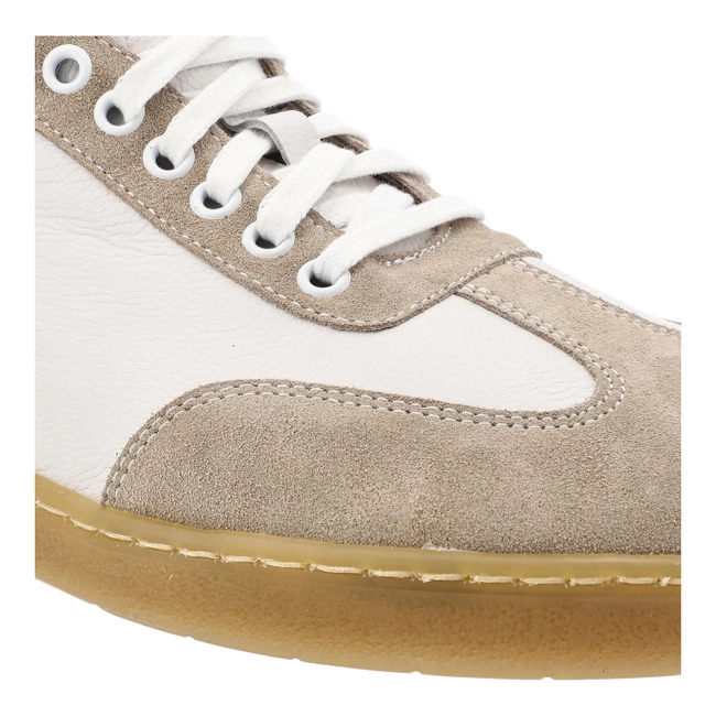 Poltopánky Barefoot WASAK - 0248 Biały Groszek+Welur Beż