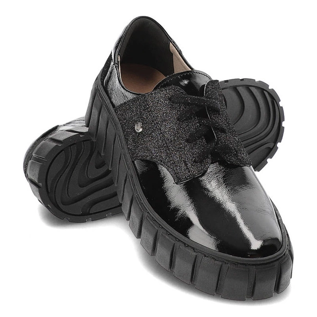 Tenisky Lemar - 10128 Naplak Czarny+Brokat Sr.