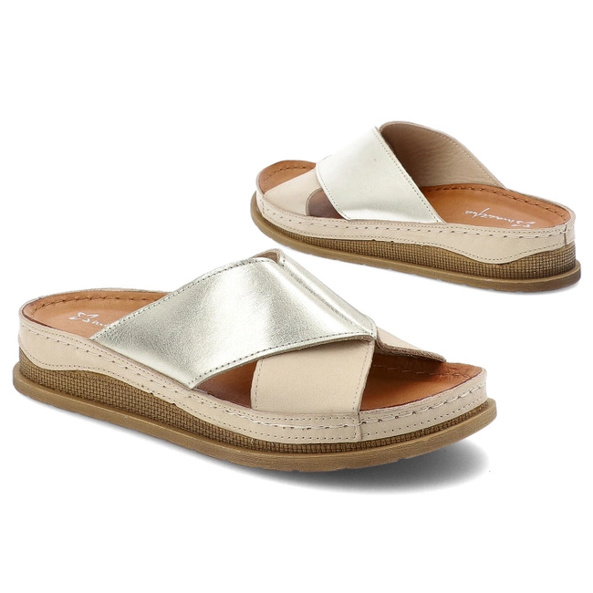 Šľapky MACIEJKA - L4986-37/00-0 Beż+Złoto