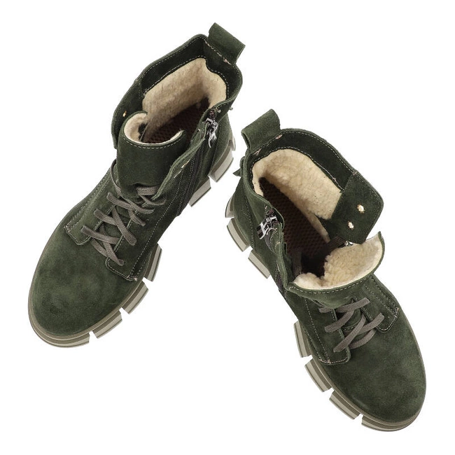 Šnúrovacie Členkové Topánky Pollonus - 5-1583-004 Welur Zielony Oliwka