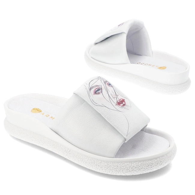 Šľapky Armodo - 4159/737 Biały/Red Lips