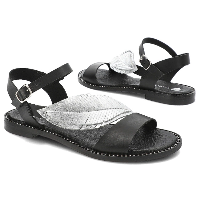 Sandále Armodo - 933C Czarny+Srebro