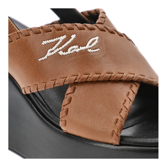 Sandále KARL LAGERFELD - KL33372 020 Tan Lthr W/Black