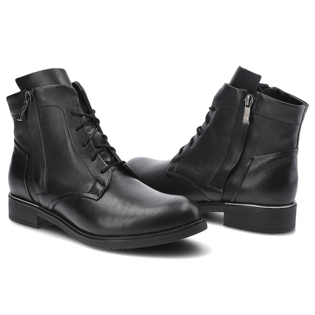 Šnúrovacie Členkové Topánky Pollonus - 5-1005-001 Czarny Lico