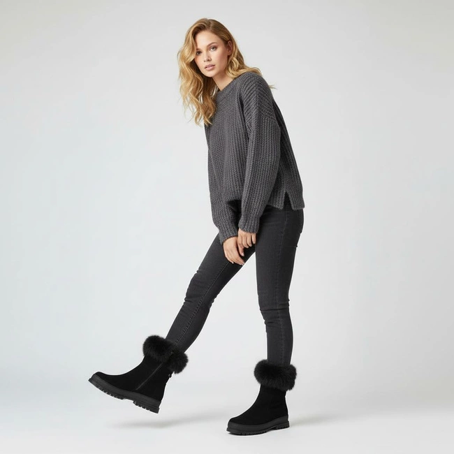 Členkové Topánky Armodo - 5-1713-003 Czarny Welur+Królik