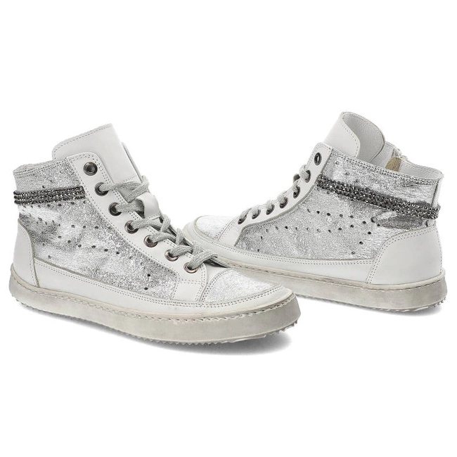 Tenisky Carinii - B3334_-967-G01-000-A48 Nappa Biała/Rasputin Argento