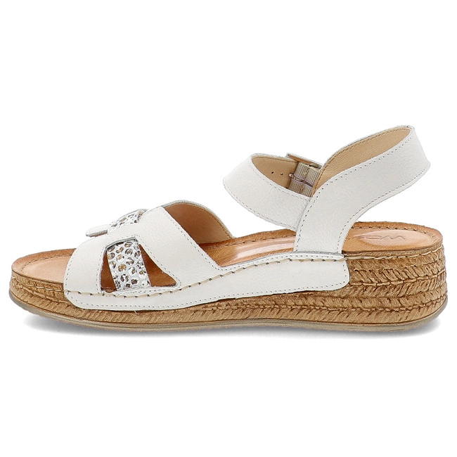 Sandále WASAK - 0719 Biały Groszek+Kwiaty