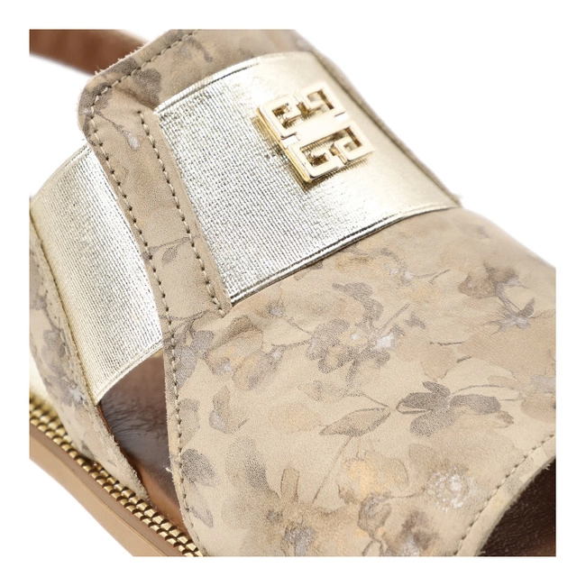 Sandále ARMODO - 40385 Kwiaty Beż + Zł.