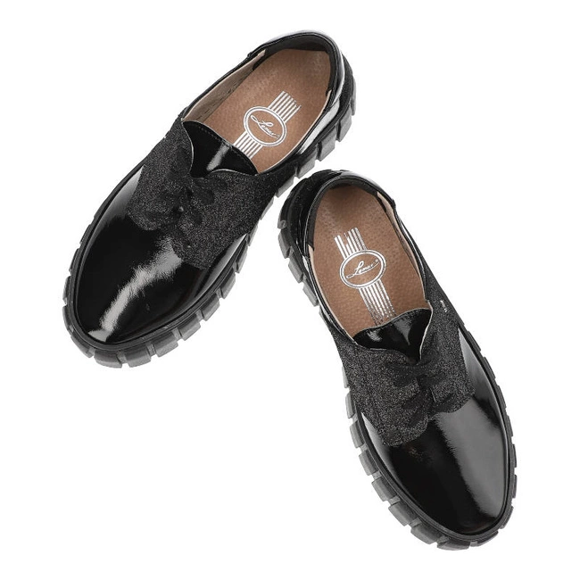 Tenisky Lemar - 10128 Naplak Czarny+Brokat Sr.