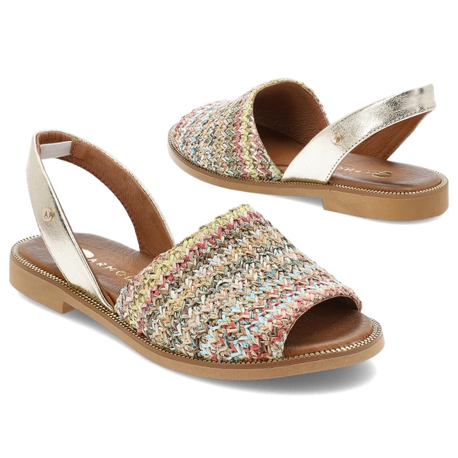 Sandále ARMODO - 40424 Plec.Multi+Kryształ Zł.