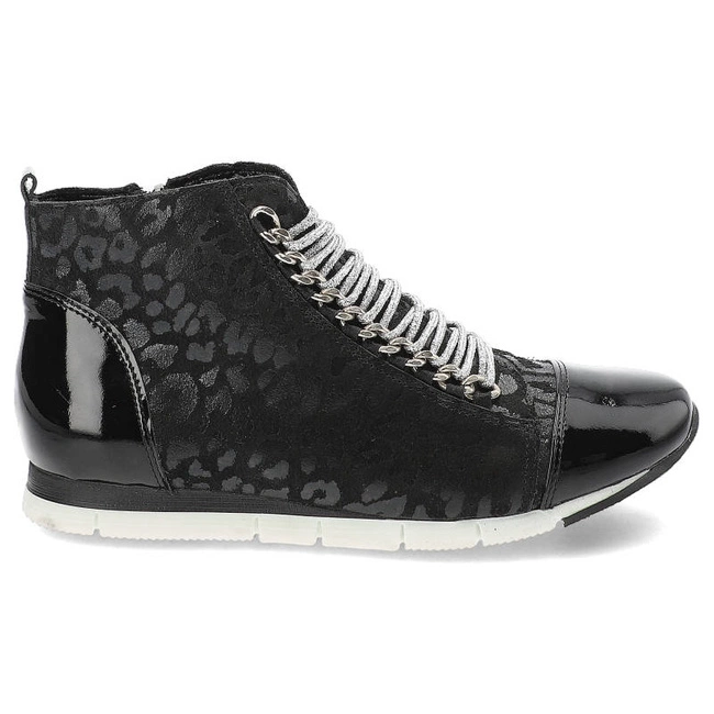 Členkové Topánky Carinii - B3333 _-037-F98-000-B11 Lakier Czarny/Welur 78+Folia25