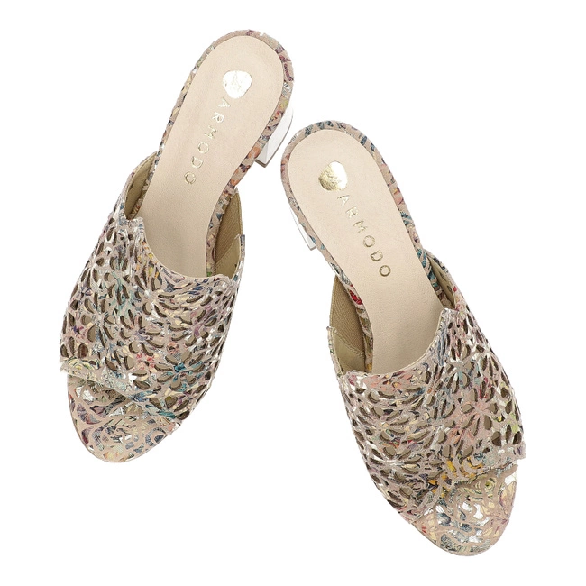 Šľapky Armodo - 0446 Beż/Kwiaty 1204