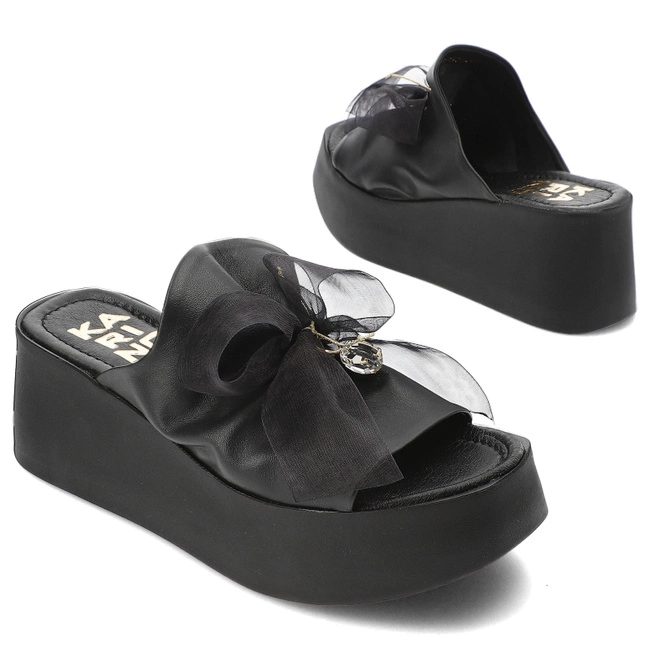 Šľapky Karino - 4976/076-P Czarny/Lico