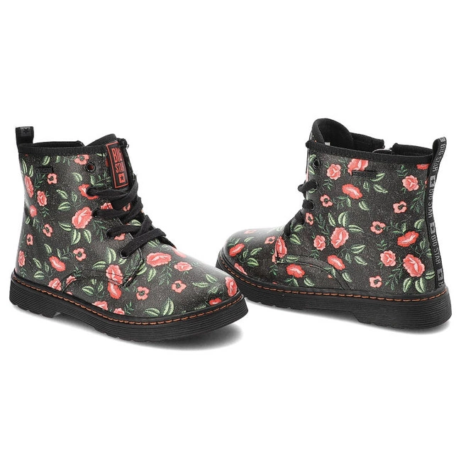 Šnúrovacie Členkové Topánky Big Star - KK374135 Czarny/Czerwony