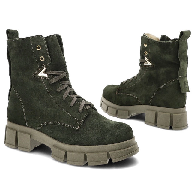 Šnúrovacie Členkové Topánky Pollonus - 5-1583-004 Welur Zielony Oliwka