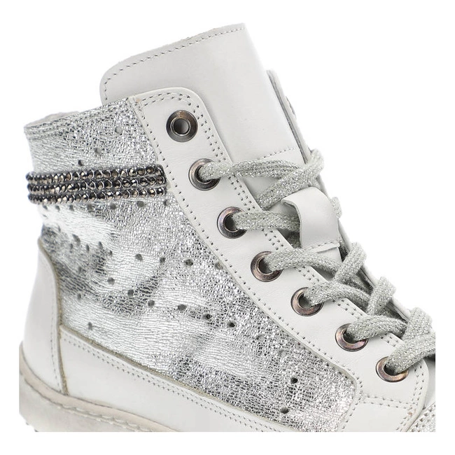 Tenisky Carinii - B3334_-967-G01-000-A48 Nappa Biała/Rasputin Argento