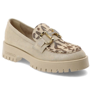 Mókazíny CHEBELLO - 4545_517-518-PSK-S173 Złoty/Panterka