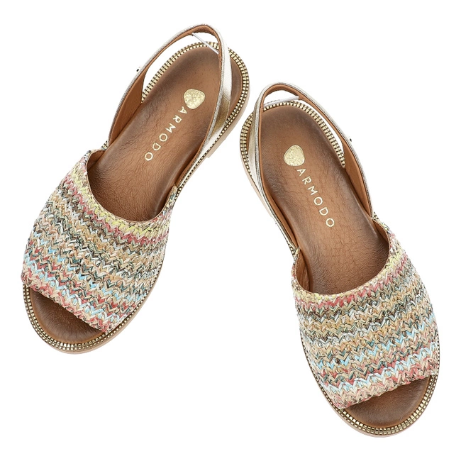 Sandále ARMODO - 40424 Plec.Multi+Kryształ Zł.