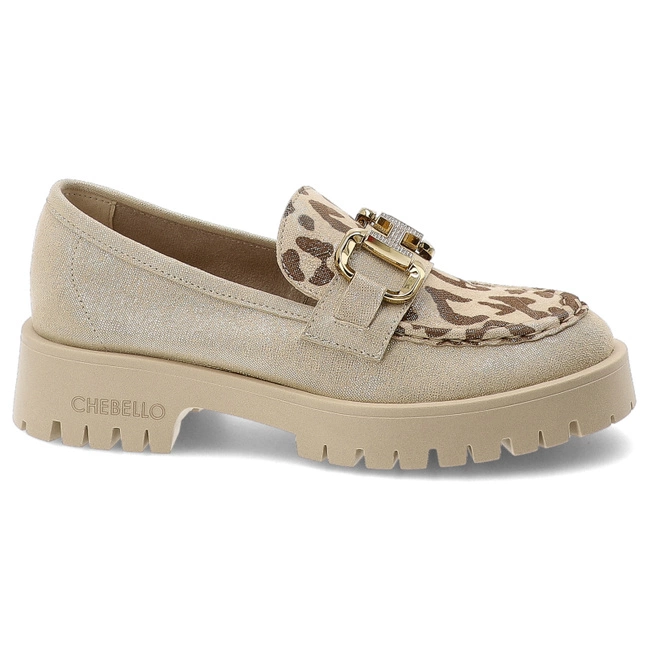 Mókazíny CHEBELLO - 4545_517-518-PSK-S173 Złoty/Panterka