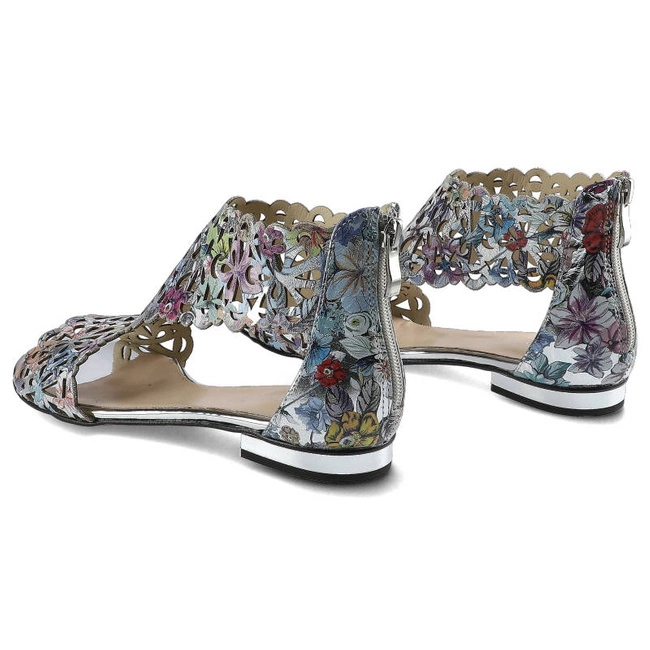 Sandále Damiss - DS-399 Srebro Kwiaty