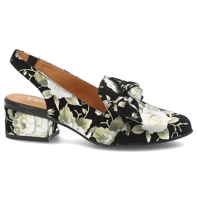 Sandále MACIEJKA - N6539-44/00-1 Czarny/Kwiaty Złoto