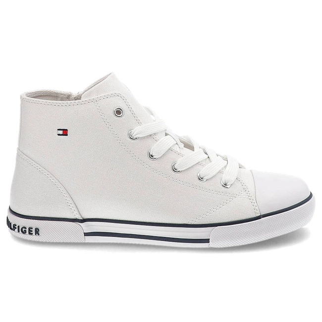 Plátenky Tommy Hilfiger - T3X4-32209-0890100-High Top Lace-Up Sneaker White 100