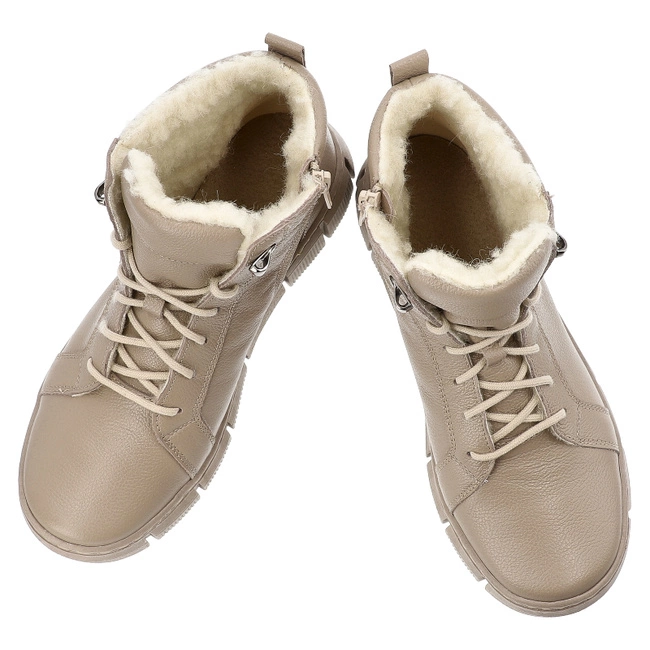 Šnúrovacie Členkové Topánky WASAK - 0699 Latte Groszek/Wełna