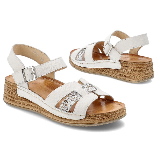 Sandále WASAK - 0719 Biały Groszek+Kwiaty