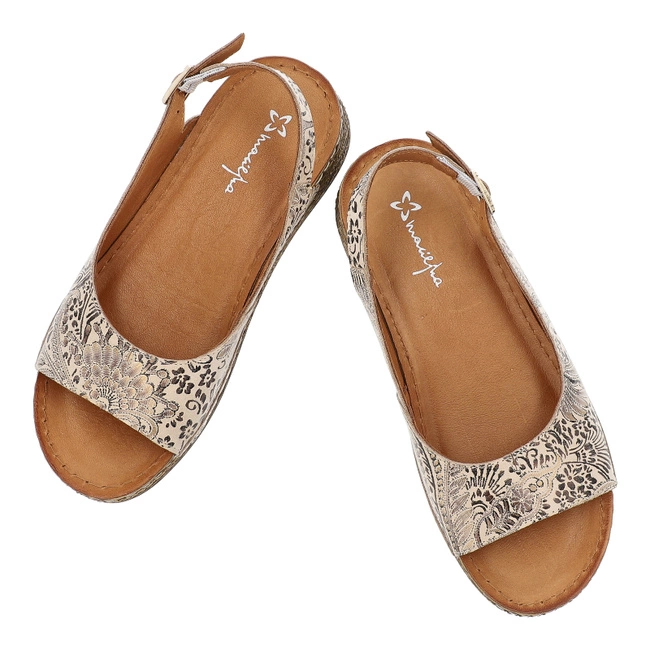 Sandále MACIEJKA - L7069-04/00-1 Beż Kwiaty