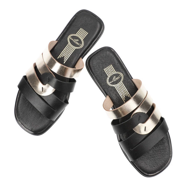 Šľapky Lemar - 40318 Bf.Czarny+Bf.Złoto