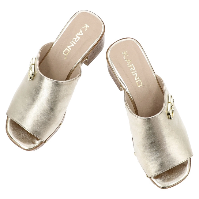 Šľapky KARINO - 5093/074-P Złoty/Lico